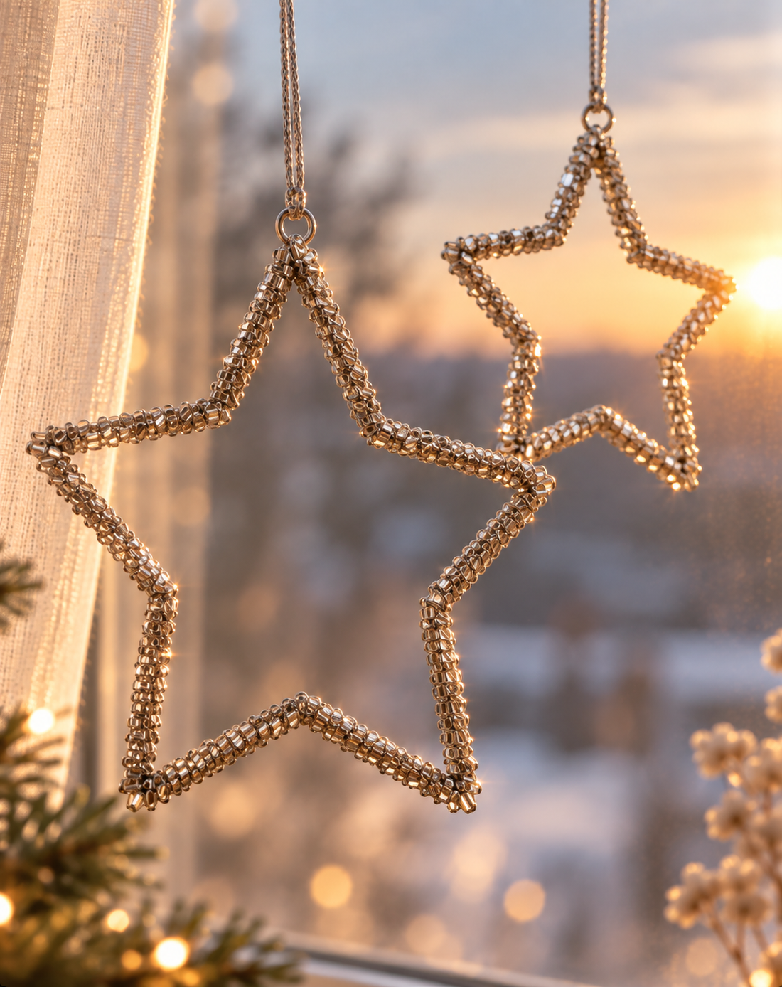 Glitzerstern zum Aufhängen silber