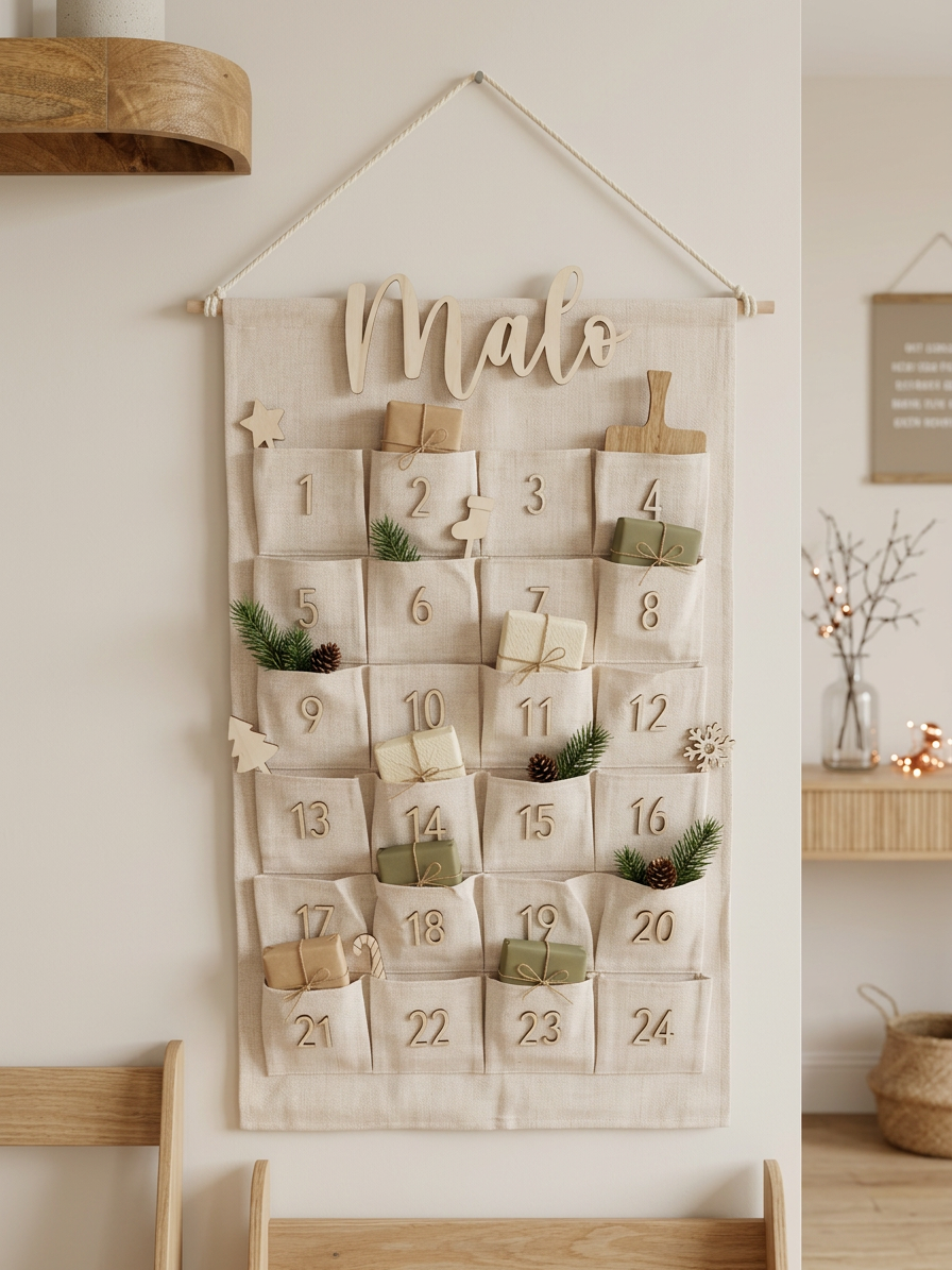 Adventskalender zum Befüllen aus Stoff, 82 x 49 cm