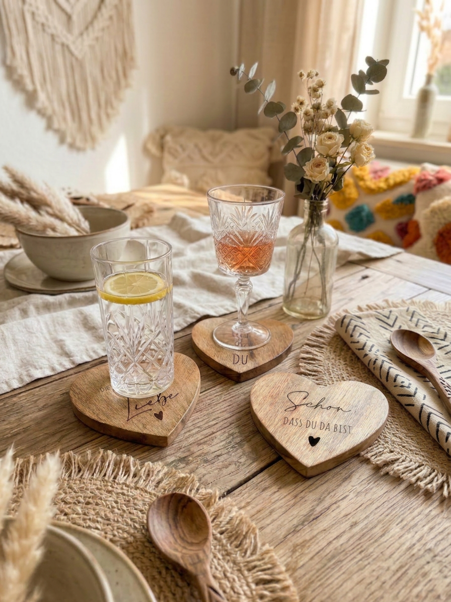Untersetzer Mangoholz Herz