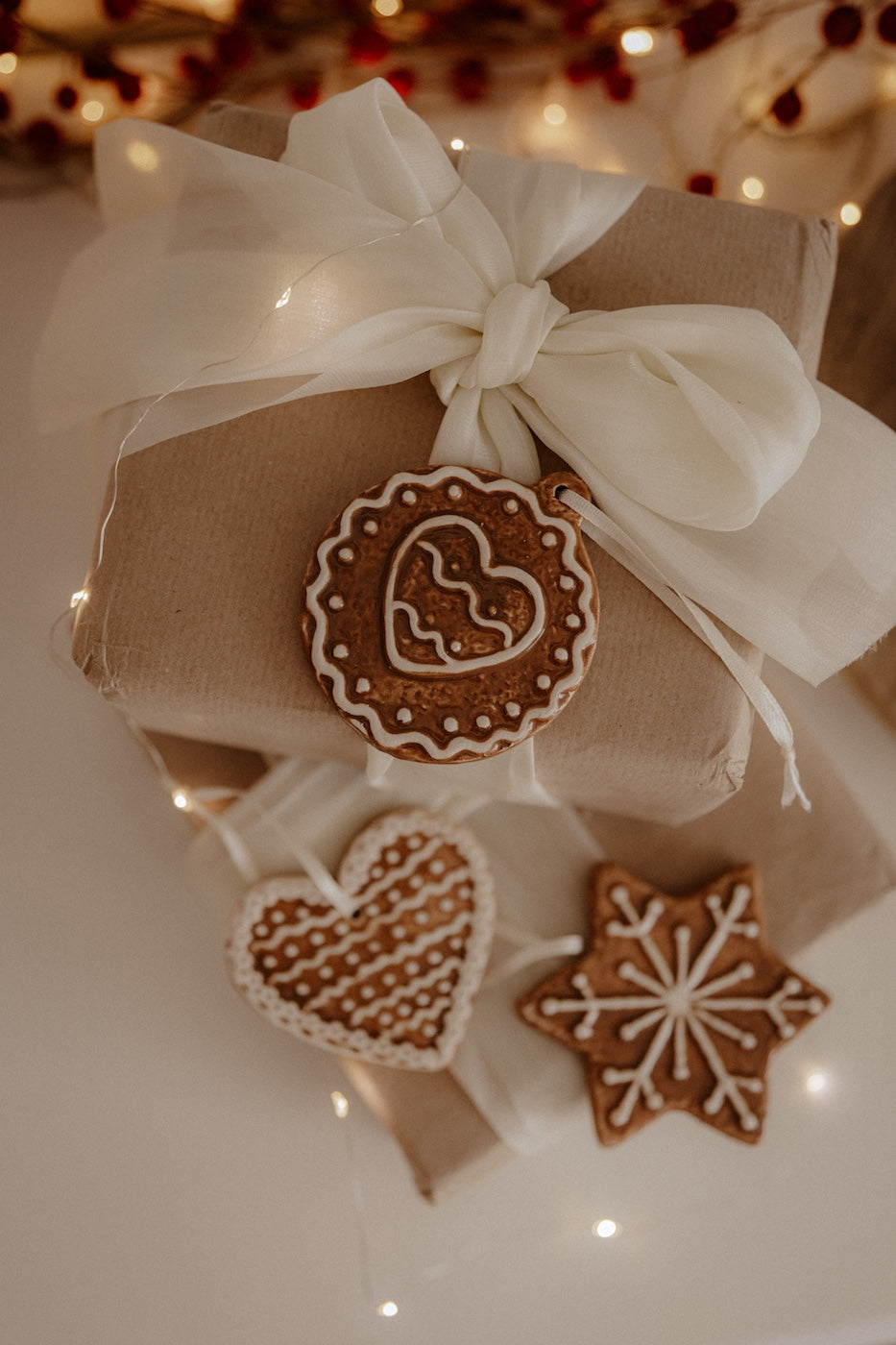 Lebkuchen-Anhänger 3er Set aus Keramik