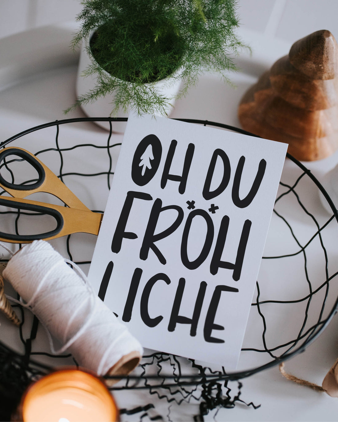 Weihnachtspostkarte schwarz-weiß mit Spruch – Motiv wählen
